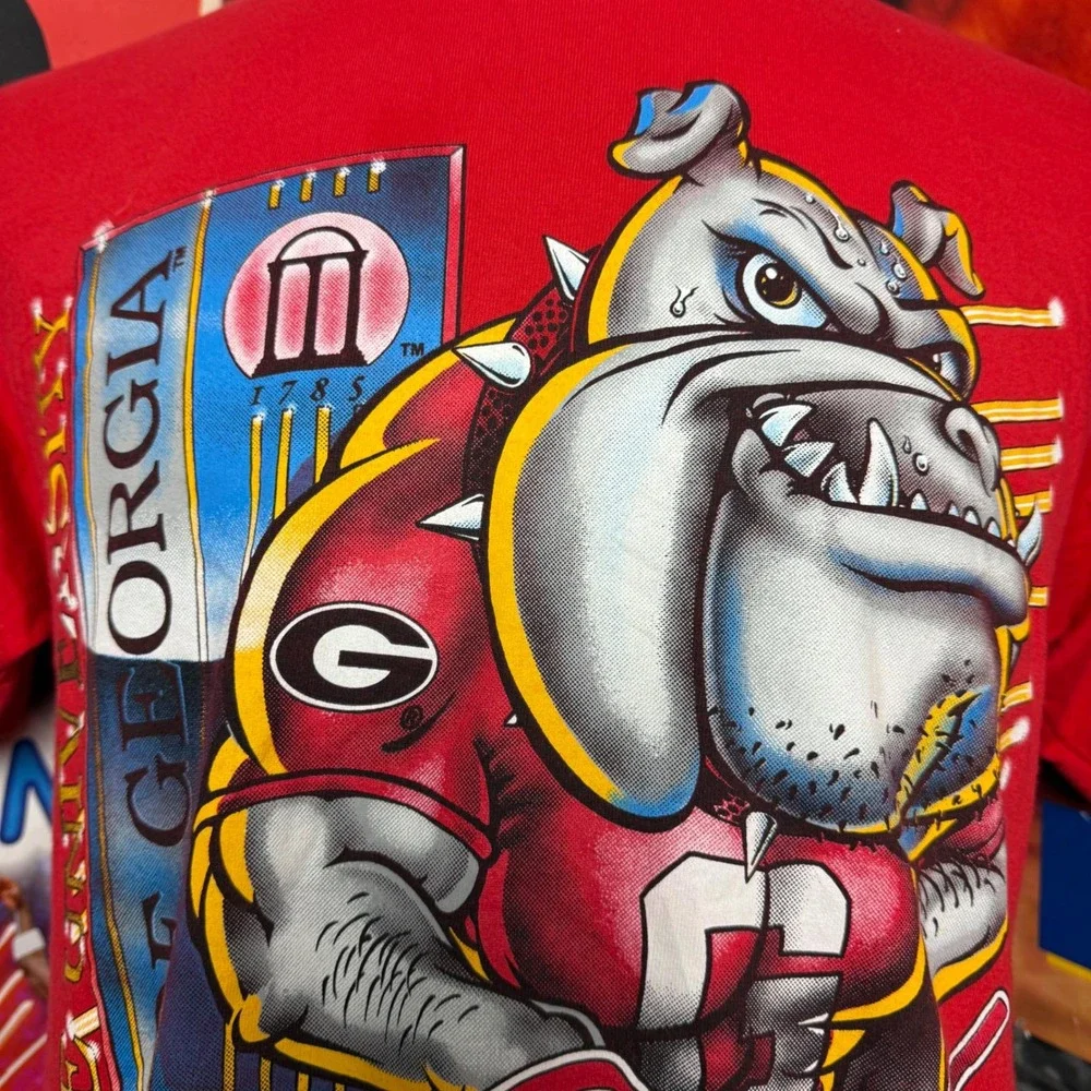 Vintage 90s Georgia Bulldogs NCAA Football‎ Capitol Graphics Tee Red Sz Medium